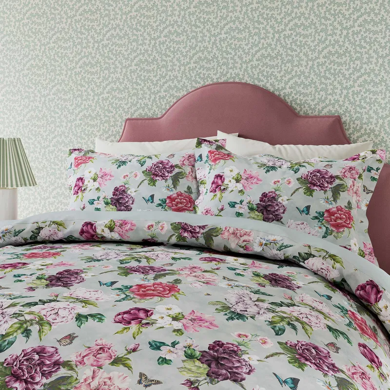 Sanderson 'Summer Peony' Cotton Duvet Cover Set Size: King - Multicolor - Size: King