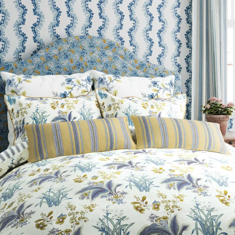 Sanderson Enys Garden Kingsize Duvet Cover Set, Indigo & Primrose
