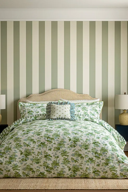 Sanderson 'Hedra' Cotton Duvet Cover Set in Green Size: Single Green Single