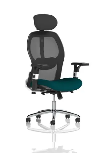 Sanderson II Upholstered Seat Only Maringa Teal Mesh Back Chair