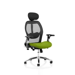 Sanderson II Upholstered Seat Only Myrrh Green Mesh Back Chair
