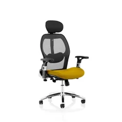 Sanderson II Upholstered Seat Only Senna Yellow Mesh Back Chair