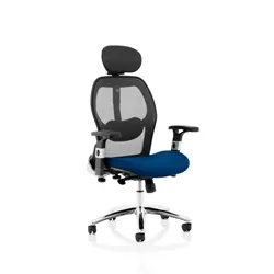 Sanderson II Upholstered Seat Only Stevia Blue Mesh Back Chair