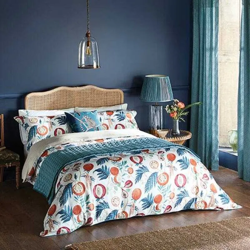 Sanderson - Jackfruit Duvet Cover Set Double Indigo & Papaya