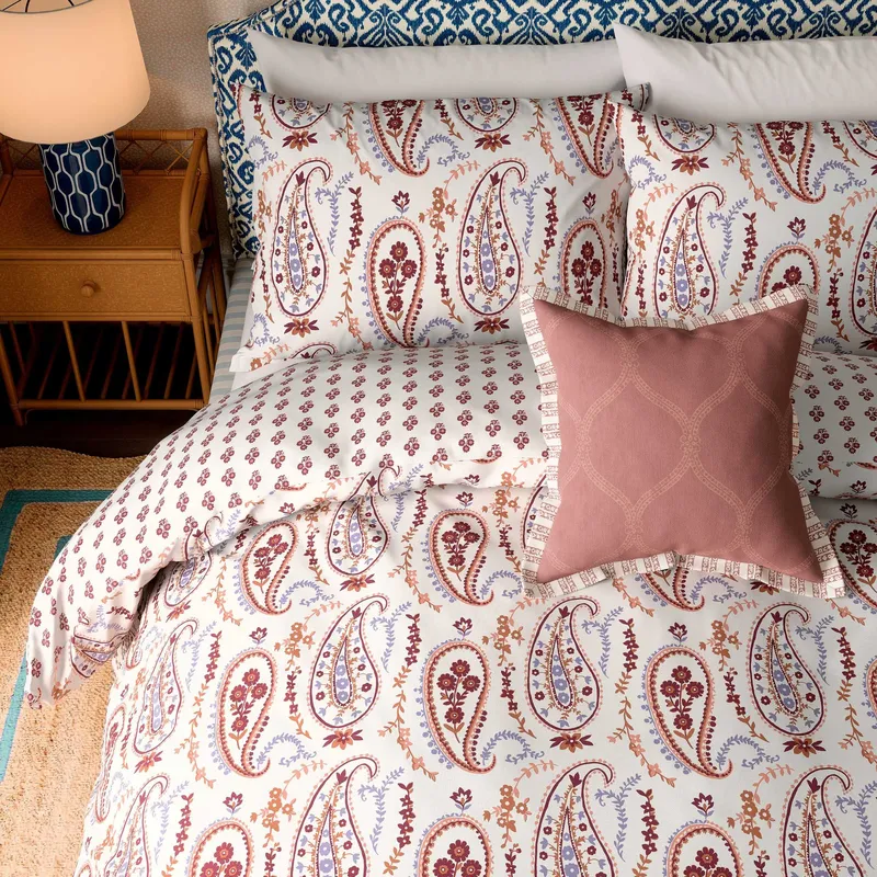 Sanderson 'Jamilia' Cotton Duvet Cover Set in Pink Size: Single Pink Single