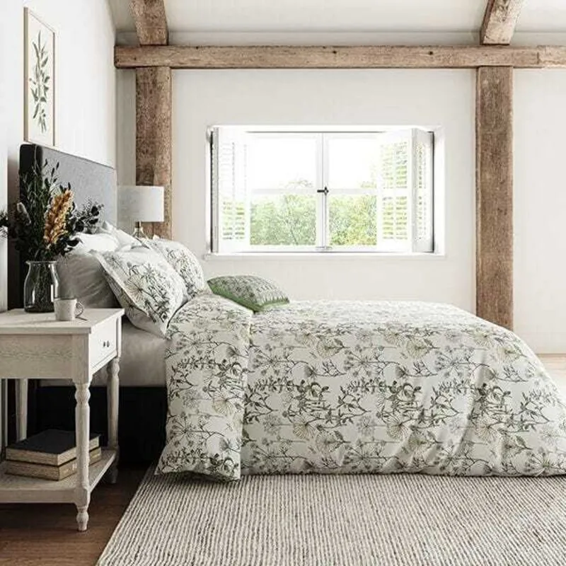Sanderson Options Wild Angelica Cover Set Double Silver & Spring Leaf