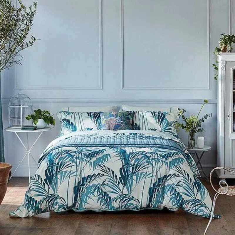 Sanderson Palmhouse Duvet Cover Set Double Eucalyptus
