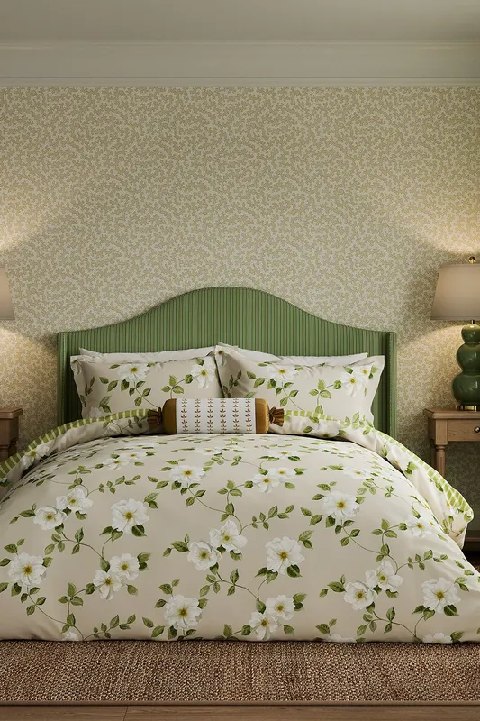 Sanderson x National Trust Poets Rose Single Duvet Cover Set, Linen