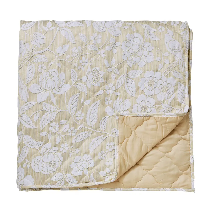Sanderson 'Pyramus' Cotton Quilted Throw in Gold - Gold - Size: One Size