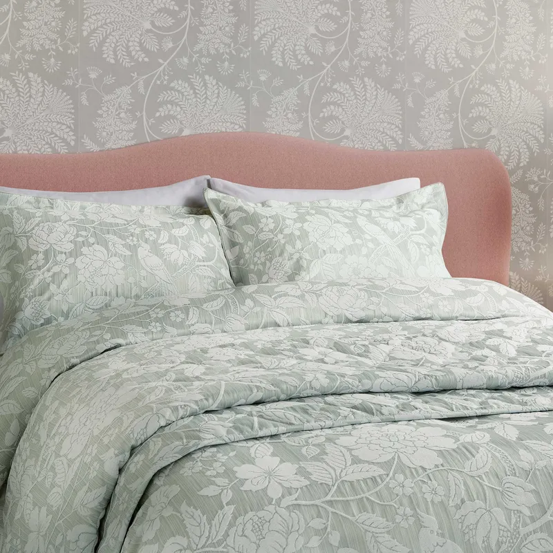 Sanderson 'Pyramus' Cotton Duvet Cover Set in Aqua Size: Single Aqua Single