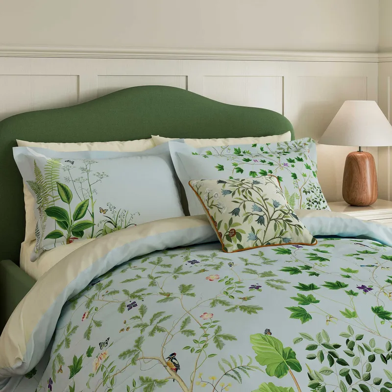 Sanderson Sycamore & Oak Double Duvet Cover Set, Sky Blue