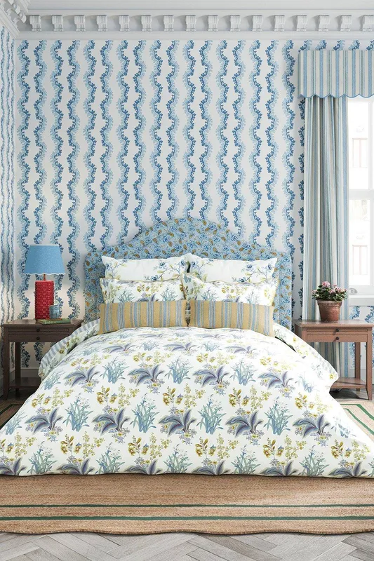 Sanderson Enys Garden Single Duvet Cover Set, Indigo & Primrose