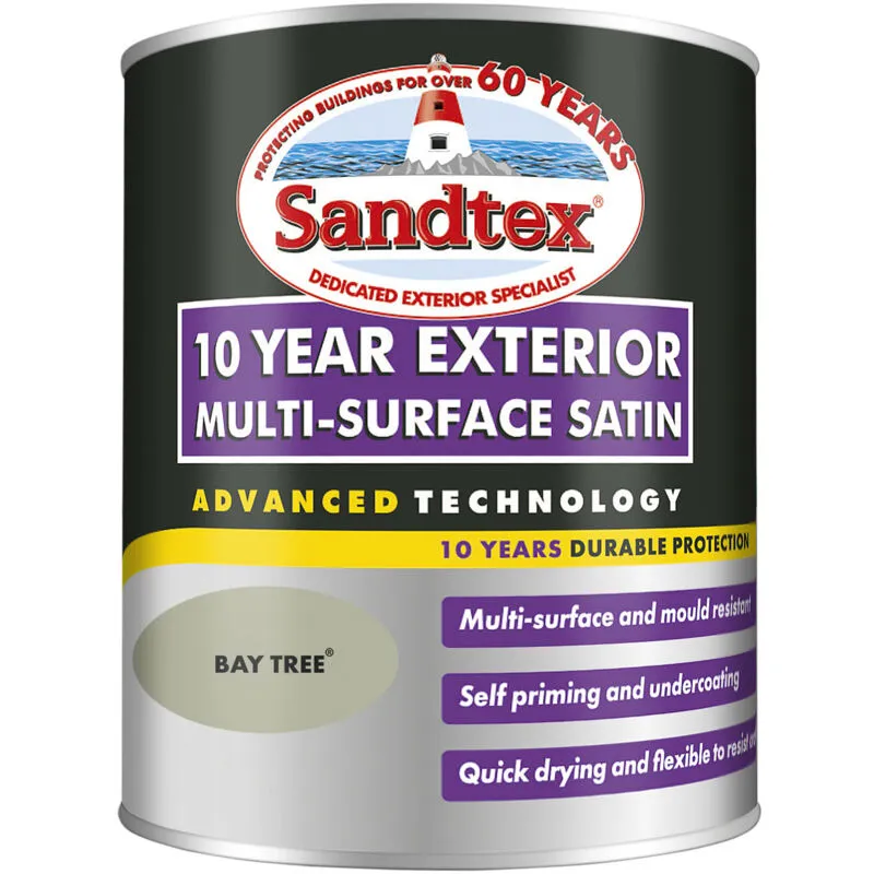 Sandtex - 10 Year Exterior Multi Surface Satin - Bay Tree - 750ml