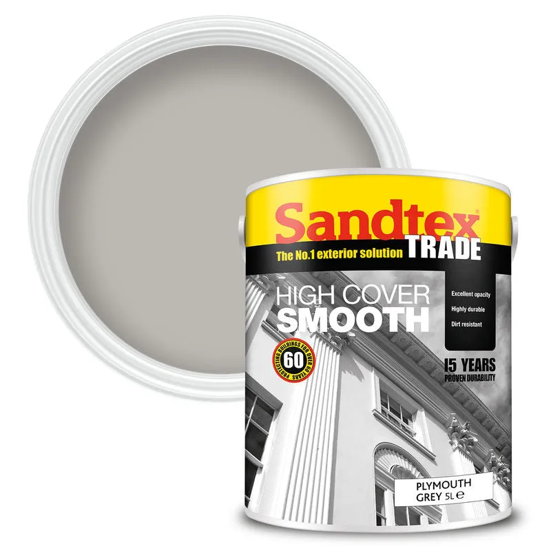 Sandtex - Trade High Cover Smooth Masonry - Plymouth Grey - 5L