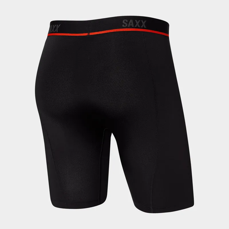 Saxx Men's Kinetic Light-Compression Mesh Long Boxer Briefs, Black S
