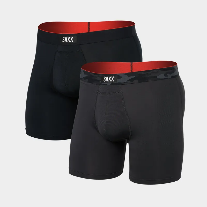 Saxx Men's Multi-Sport Boxer Briefs 2 Pack, Camouflage/Black