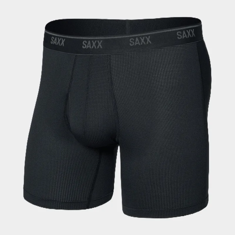 Saxx Men's Quest Quick-Dry Mesh Boxer Briefs, Black