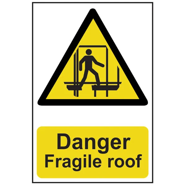 Scan 1104 Danger Fragile Roof - Pvc 200 x 300mm