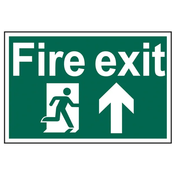 Scan 1505 Fire Exit Running Man Arrow Up - Pvc 300 x 200mm