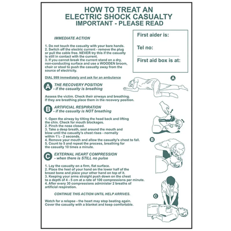Scan - 4240 How To Treat An Electric Shock Casualty - pvc 400 x 600mm SCA4240