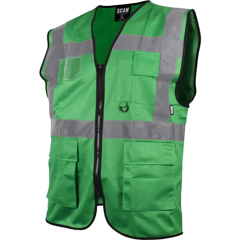 Scan Hi Vis Utility Waistcoat Green XL