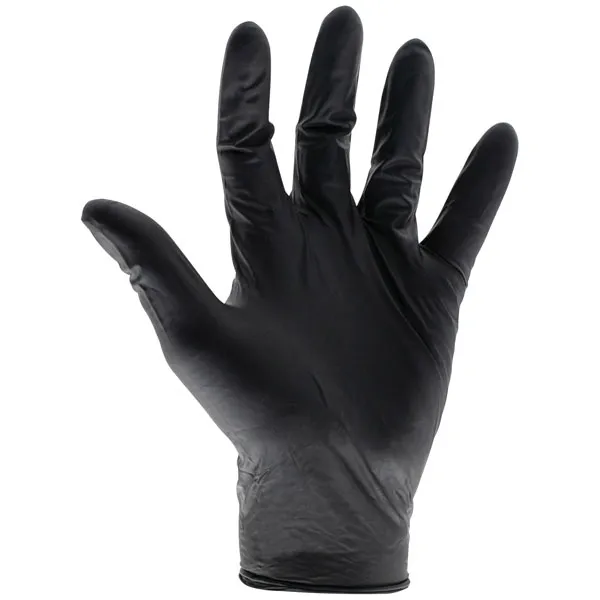 Scan KG-1101 Black Heavy-Duty Nitrile Disposable Gloves Medium Siz...