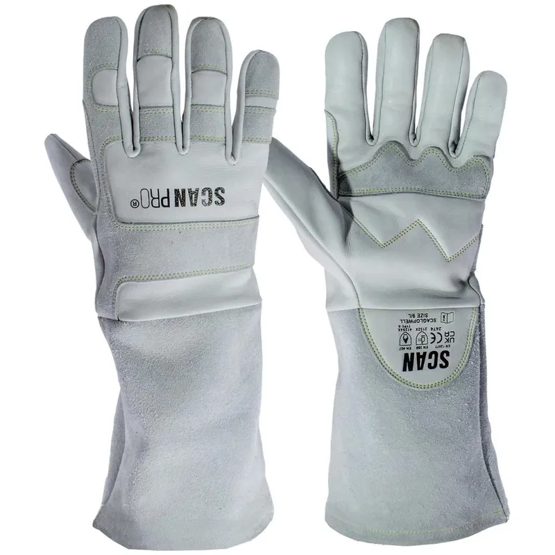 Scan Pro Premium Leather Welding Gloves Grey L Pack of 1