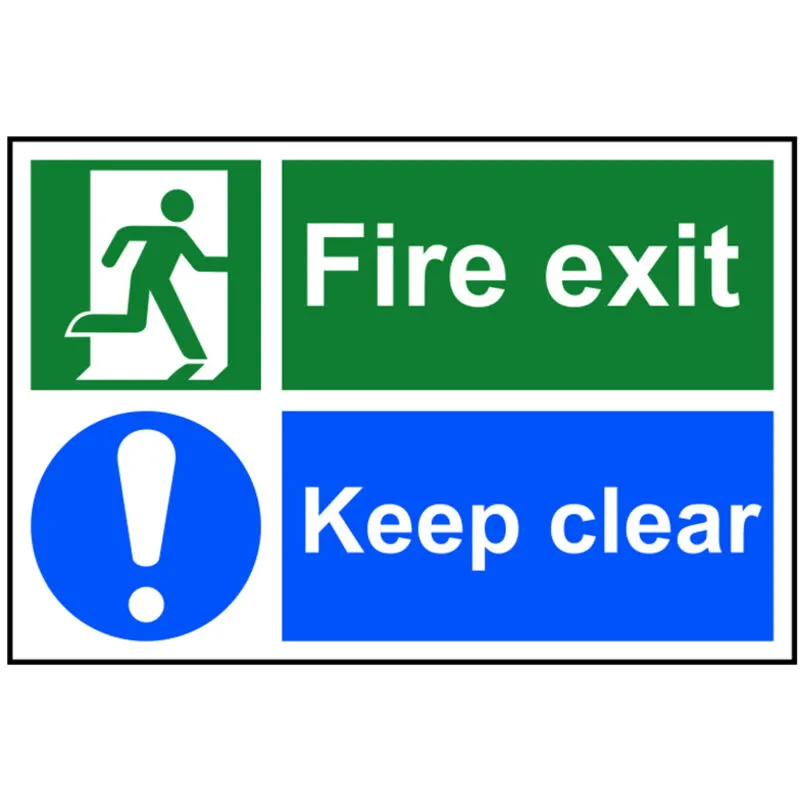 Spectrum Industrial Fire Exit Keep Clear S/A Pvc Sign 300x200mm 1540