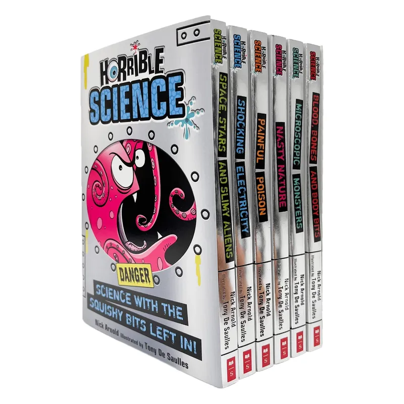 Scholastic Horrible Science Collection 6 Books Set by Nick Arnold (Blood Bones and Body Bits, Microscopic Monsters, Nasty Nature, Painful Poison, Shocking Electr