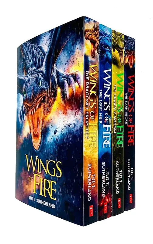 Scholastic Wings of Fire Series Books 1 - 4 Collection Set by Tui T Sutherland (Dragonet Prophecy, The Lost Heir, The Hidden Kingdom & The Dark Secret)