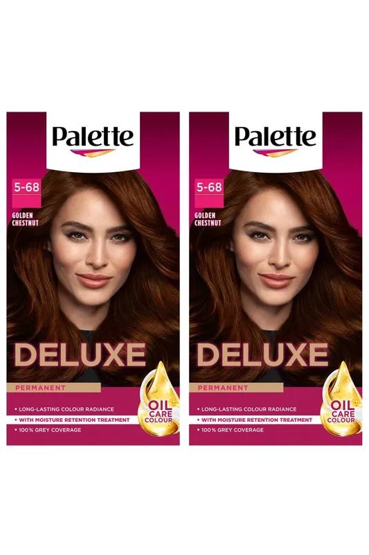Schwarzkopf Deluxe Creme Colouration 5-68 Golden Chestnut 'Hair Dye', 2 Pack in Gold Gold