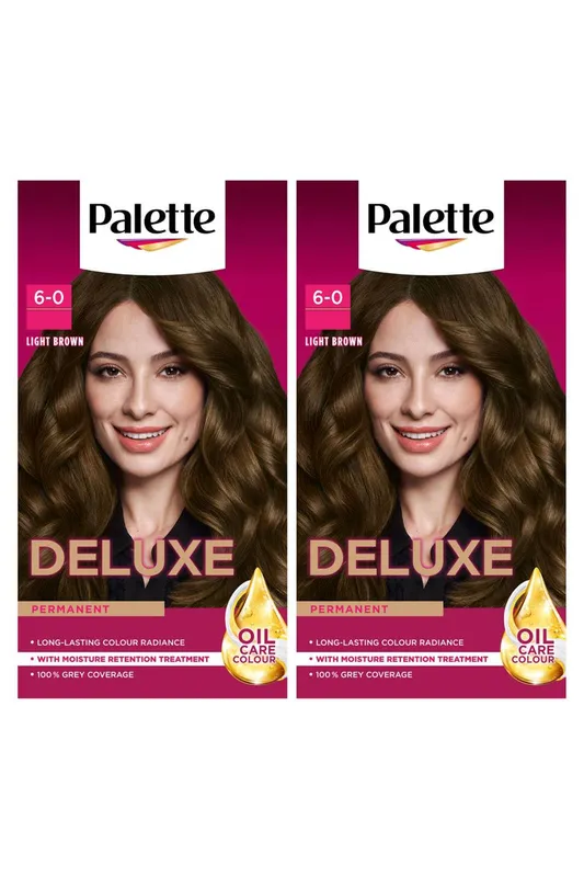 Schwarzkopf Deluxe Creme Colouration 6-0 Light Brown 'Hair Dye', 2 Pack - Brown