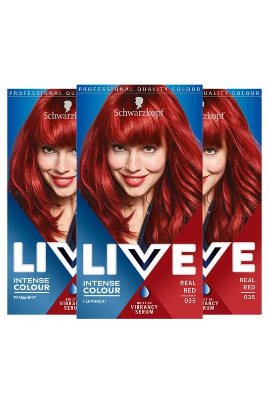 Schwarzkopf Women's Live Real Red 'Hair Dye' Intense Colour 035 3 Pack Red