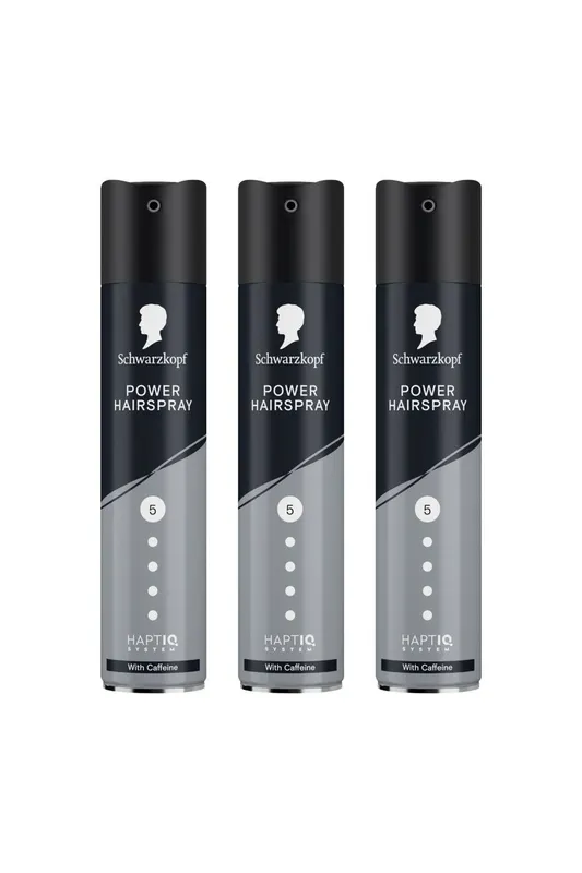 Schwarzkopf Power Caffeine HL5 'Hair Spray' 250ml, 3 Pack in Black Black
