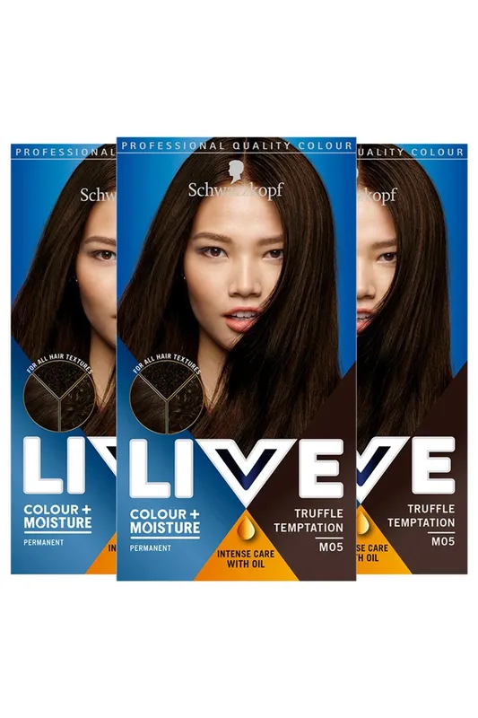 Schwarzkopf Women's Live Colour + Moisture 'Hair Dye' 3 Pack in Black Black