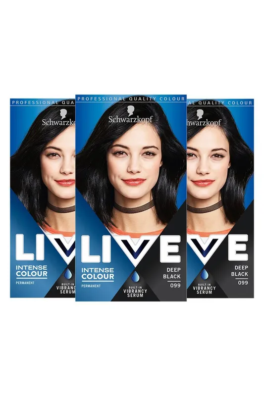 Schwarzkopf Women's Live Deep Black 'Hair Dye' Intense Colour 099 3x Black