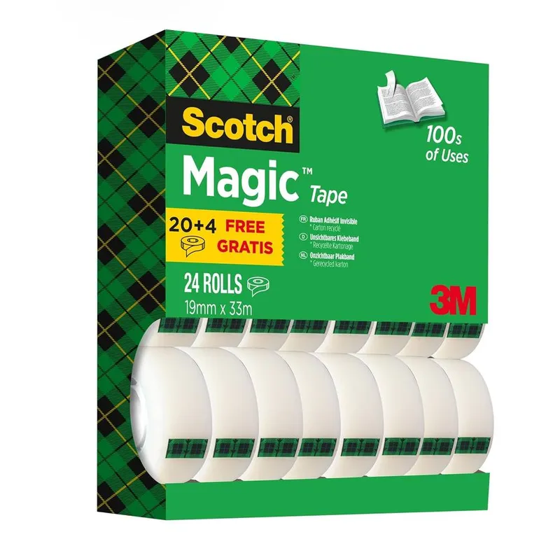 Scotch Magic Tape 810 Tower Value Pack 19mm x 33m (20 + 4 Free)