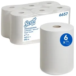 Scott 1-Ply Slimroll Hand Towel Roll White (Pack of 6) 6657