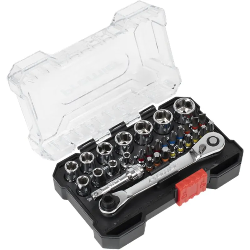 AK2111 Premier Socket & Colour-Coded Bit Set 1/4''Sq Drive 31pc - Sealey