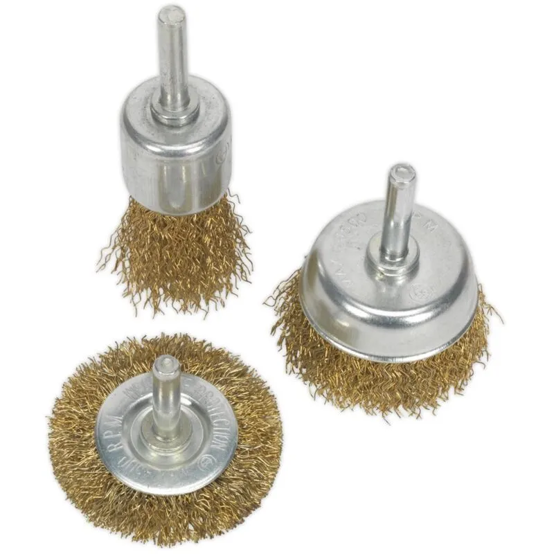 BWBS03 Crimped Wire Brush Set 3pc - Sealey