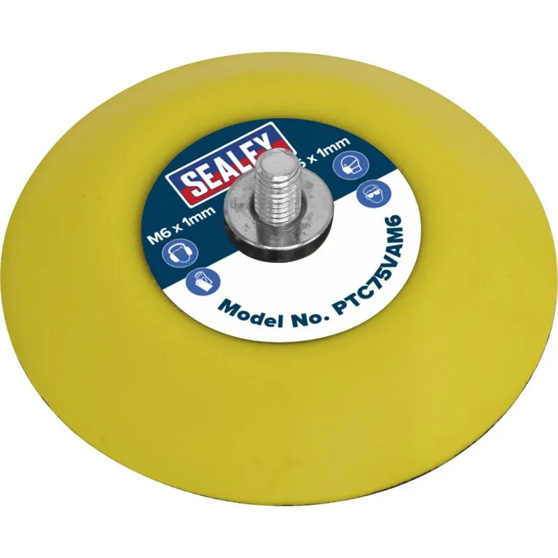 Sealey PTC75VAM6 Hook & Loop Backing Pad Ø71mm M6 x 1mm