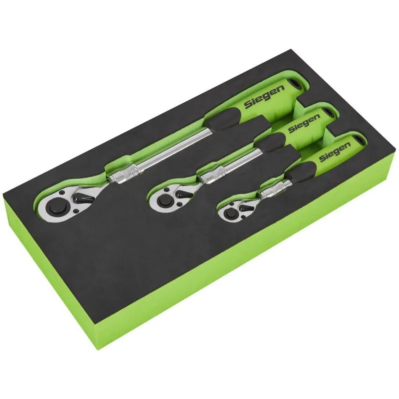 S01285 Siegen Extendable Ratchet Wrench Set 3pc - Sealey