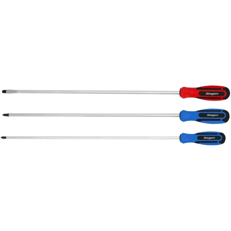 Siegen 3 Piece Extra Long Hammer Through Screwdriver Set