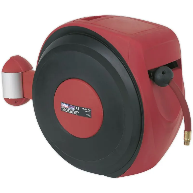 Sealey SA821 Auto Rewind Control Air Hose Reel 10mtr Ø10mm - Rubbe...