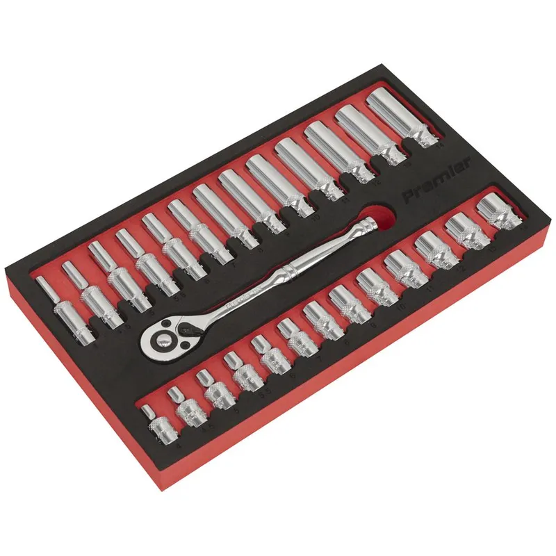 Sealey AK66721 Ratchet Wrench & Socket Set 27pc 1/4"Sq Drive