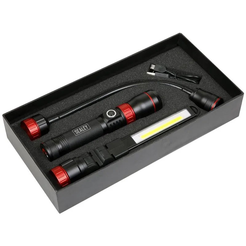 Sealey 3-In-1 Cob LED Rechargeable Inspection Light Black