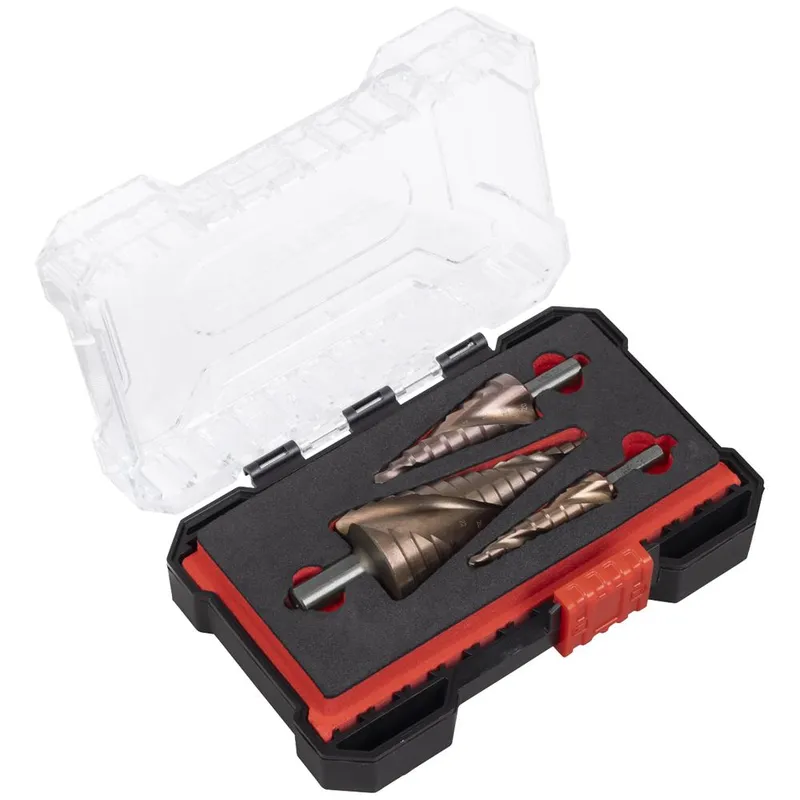 Sealey AK4743 Hss M2 Step Drill Bit Set 3pc Spiral Flute