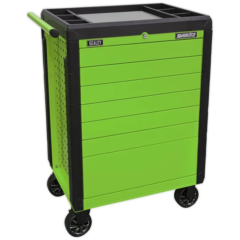 Sealey Rollcab 7 Drawer Push-To-Open Hi-Vis Green