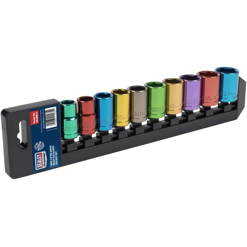 Sealey - AK288 Premier Multi-Coloured Socket Set 1/2''Sq Drive 10pc