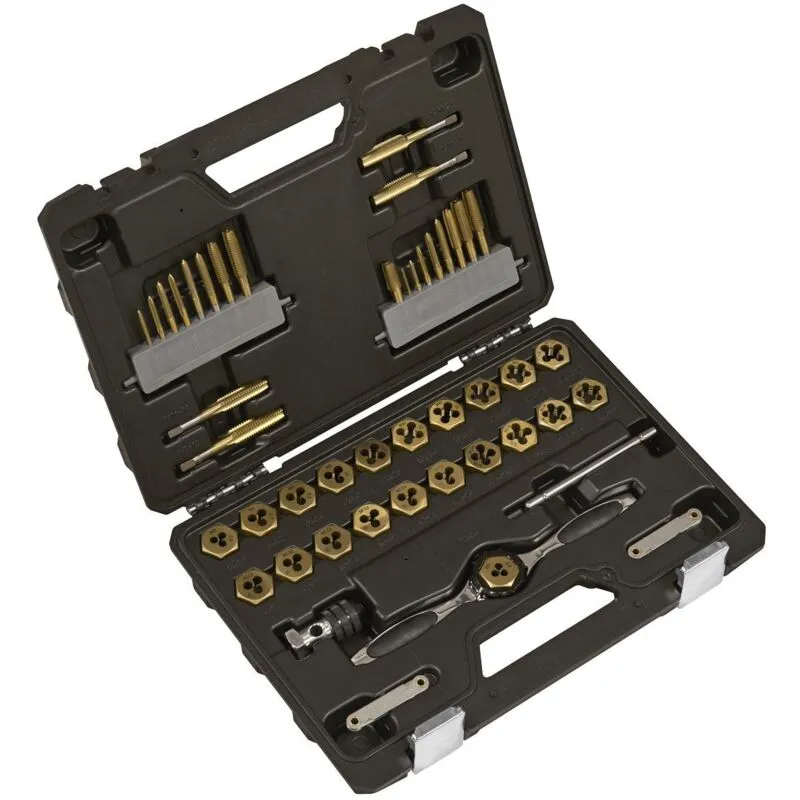 Sealey - AK3046 Premier Metric & Imperial Titanium Coated Hexagonal Tap & Die Set 46pc